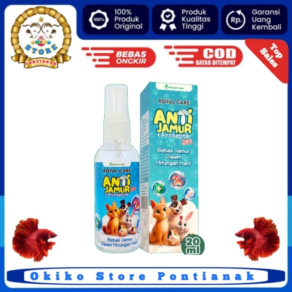 Royal care anti jamur dan antiseptik 60ml Demodex, Kudis, koreng, gatal gatal pada kucing anjing oba