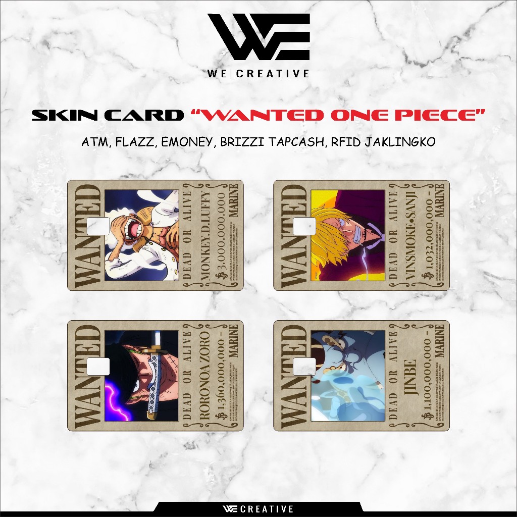 

Sticker Kartu ATM Skin Card Stiker E-Toll -Wanted one piece Edition
