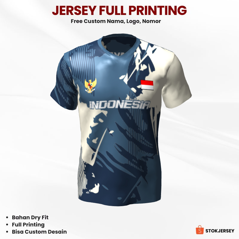 Kaos Jersey Futsal Biru Navy Motif Abstrak 13 - Jersey Olahraga Custom