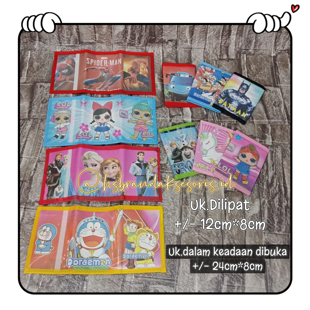 DOMPET ANAK LIPAT 3 / DOMPET ANAK KARAKTER LUCU / DOMPET OPSET ANAK COWOK DAN CEWEK / DKA9223