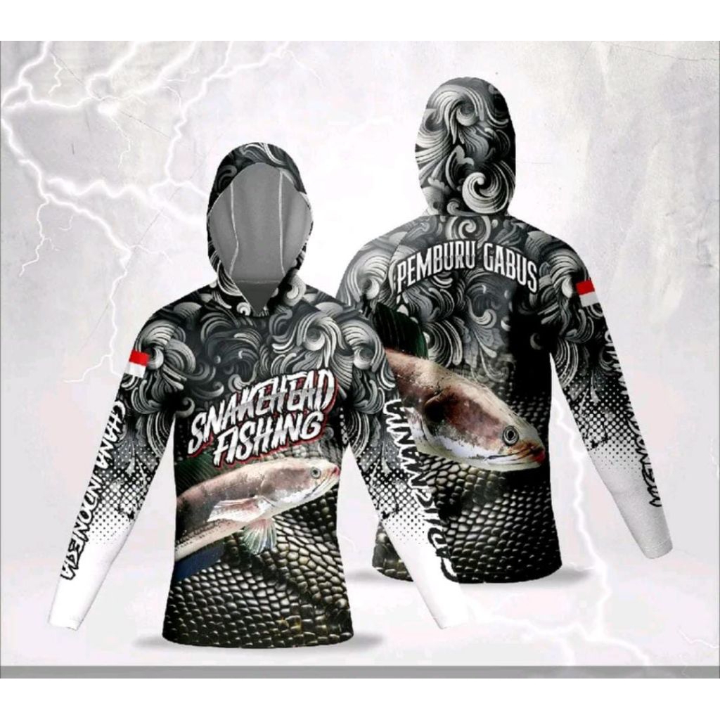 Baju Mancing Pemburu Gabus Jersey Mancing Full Printing Lengan Panjang Kupluk