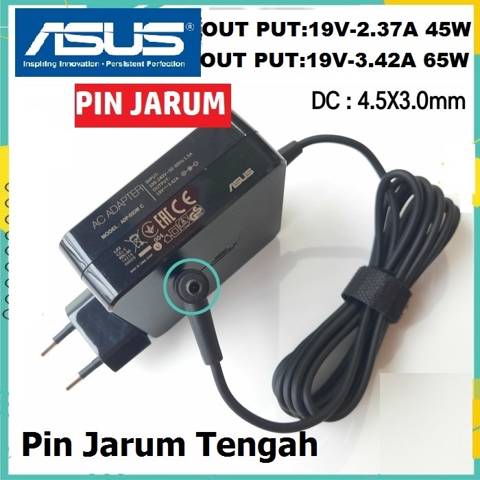 Adaptor Cas Charger Laptop Asus Expertbook L1400 L1400C L1400CD L1400CDA 19v - 3.42A 4.5*3.0mm