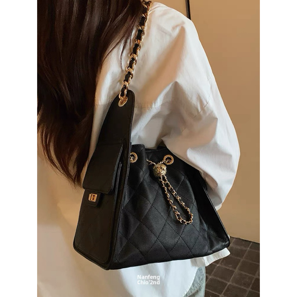 Nanfeng Chio2Nd Women's Bucket Bag Quilted Shoulder/Body Bag/Chanel Bag - Leather Bag - Tote Bag - T