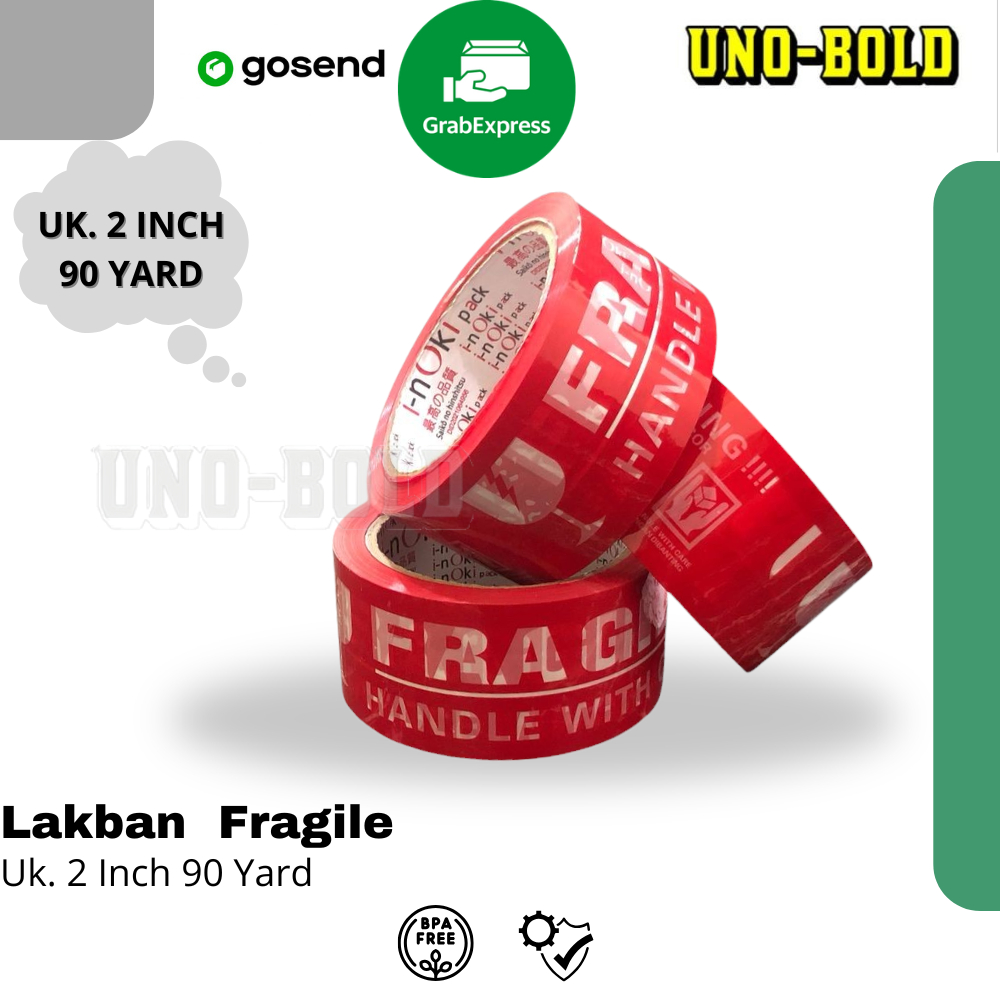 

LAKBAN FRAGILE MERAH 90 YARD X 2 INCH/48mm MURAH JANGAN DIBANTING ( Merek Inoki )