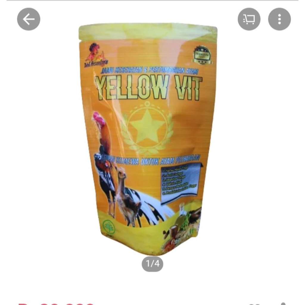 Vitamin Ayam Aduan Yellow Vit 100gr – Penambah Nafsu Makan & Stamina
