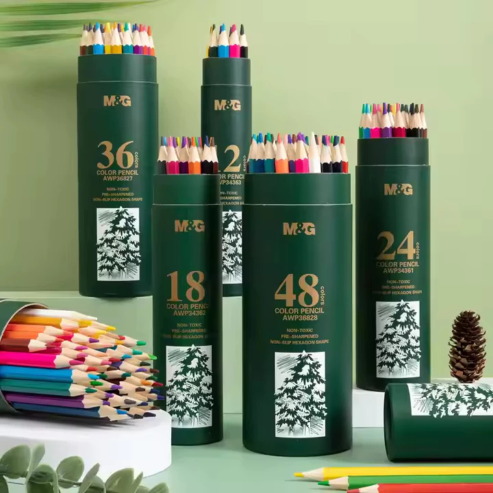 

M&G Pensil Warna 1 Set Isi 12/18/24 /36/48 Warna Cerah Tidak Mudah Patah Desain Hexagon Color Pencil Cocok Untuk Anak Sekolah