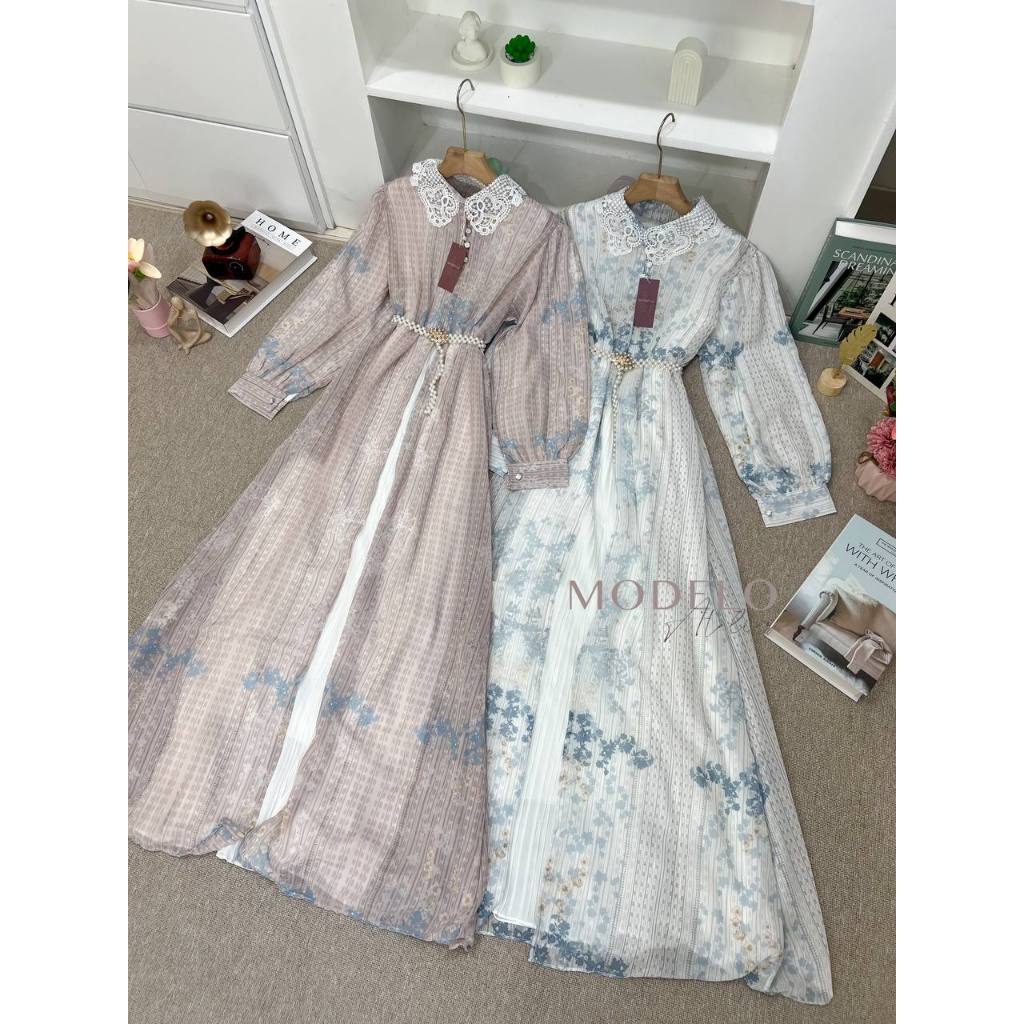 BIG SALE Clemira Dress Set Outer / Set Gamis Plisket Outer Ceruty Premium / Dress Kondangan Wanita