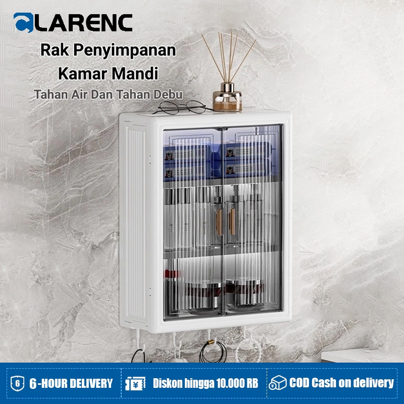 Lemari Kamar Mandi/Lemari Plastik Kamar Mandi Dinding Aesthetic Kabinet Kamar Mandi Tertutup Kotak R