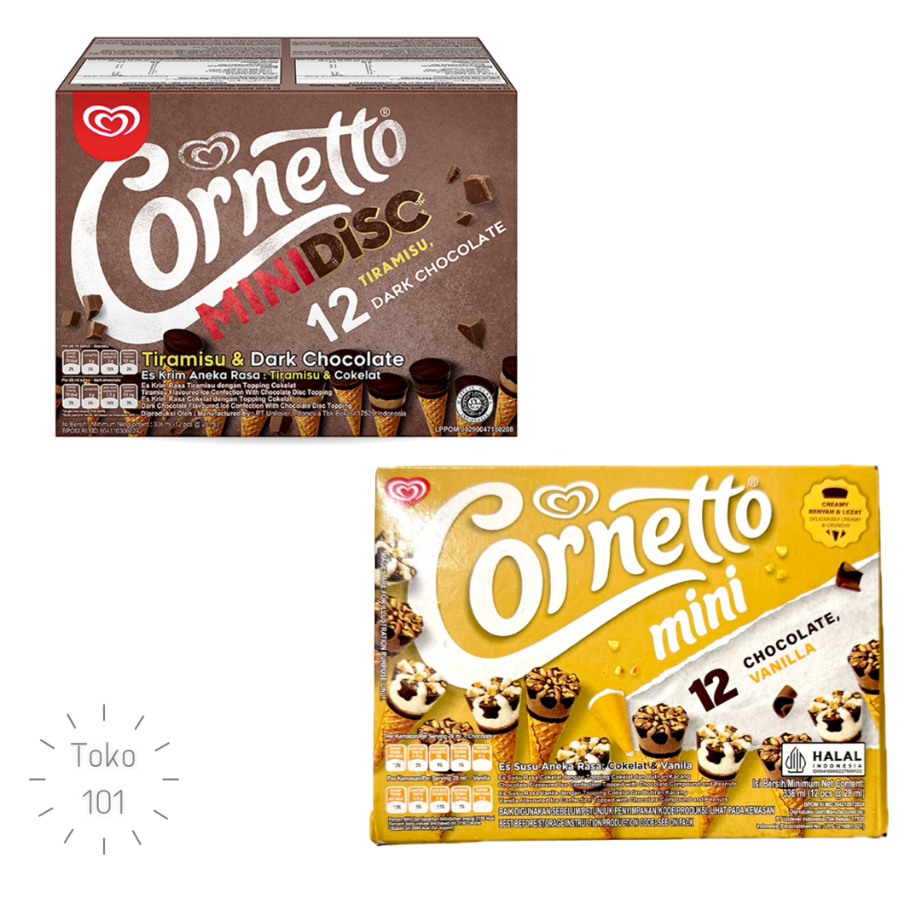 

Es krim Walls Cornetto Mini Chocolate Vanila / Tiramisu Choco