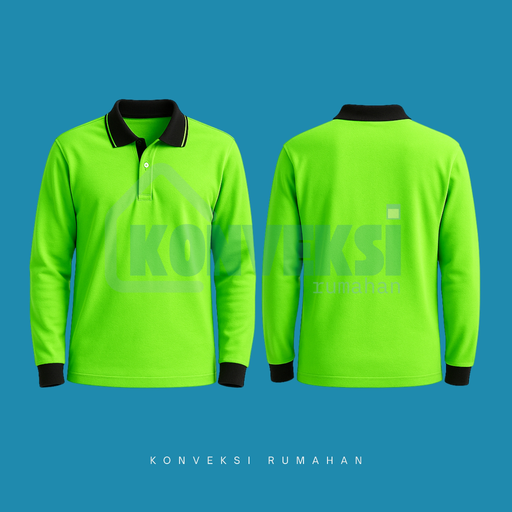 kaos kerah panjang [stabilo hitam lis] / kaos kerah pria / kaos kerah panjang / wangky panjang