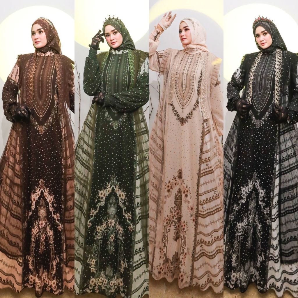 ALISHBA SERIES BY AC COLLECTION Gamis Syari Ceruty Printing READY DRESS LEBARAN