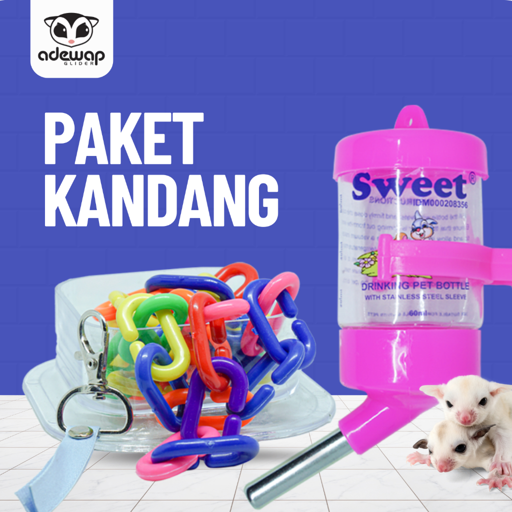 ADEWAP GLIDER Paket Hemat 4! Perlengkapan Aksesoris Kandang Sugar Glider