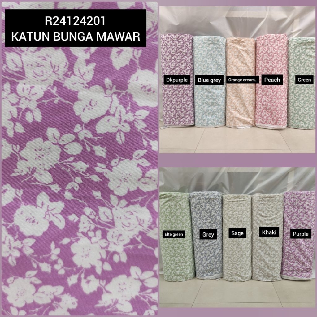 Kain Katun Jepang Motif Bunga Mawar R24124201 Varian