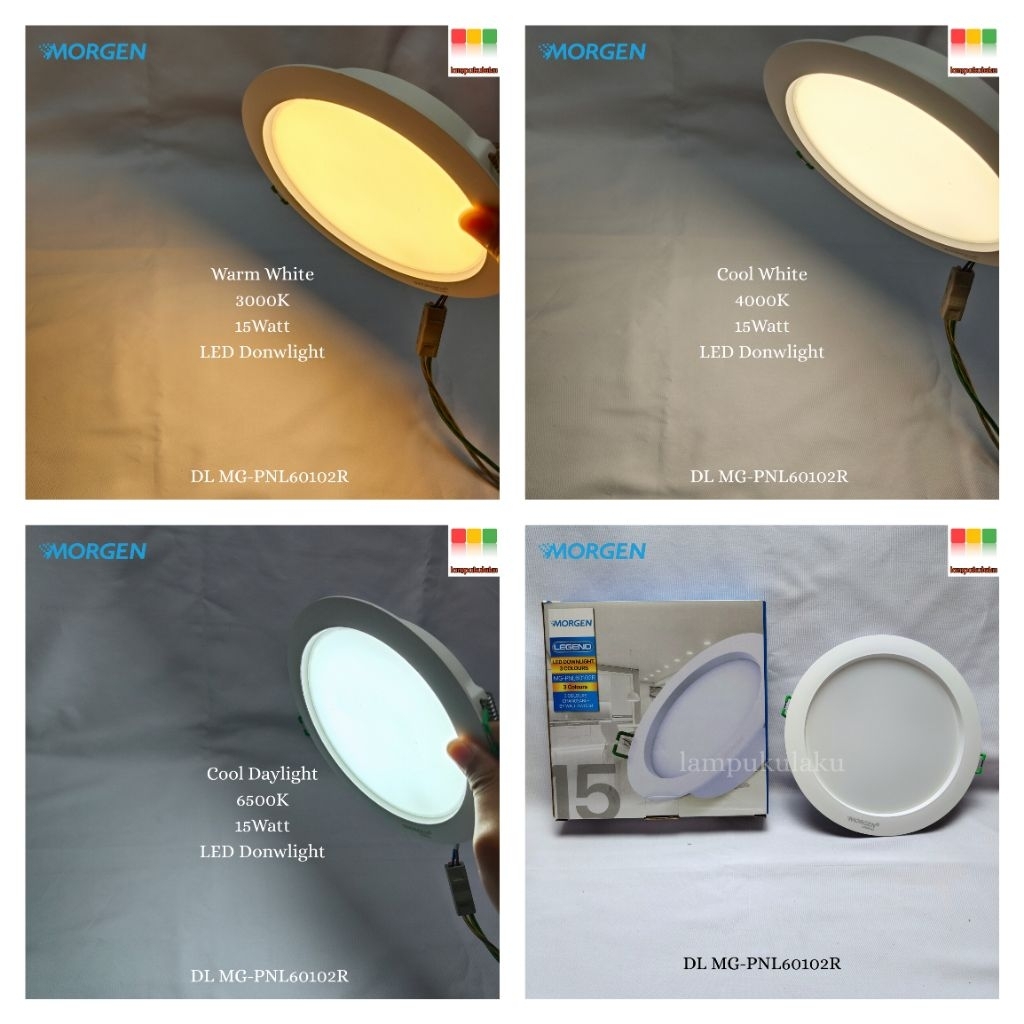Downlight LED Inbow 3 nyala warna putih, kuning, semu kuning 15watt 9watt Morgen Legend