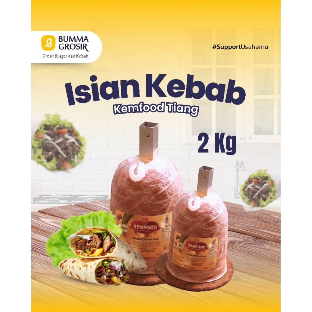 Kemfood Daging kebab - Daging Kebab Sapi - Daging Kebab Sahara Premium - Daging Kebab Tiang 2kg