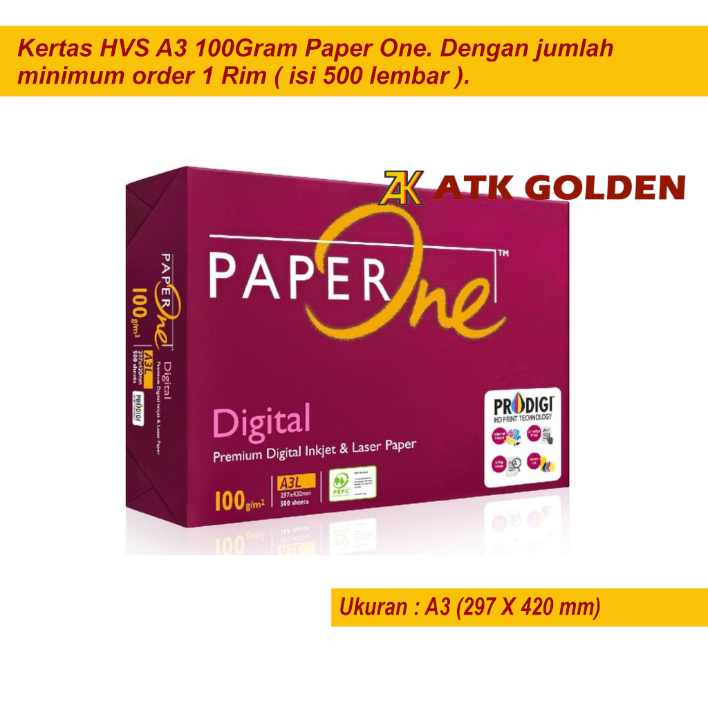 

Kertas HVS ukuran A3 100gr Paper One