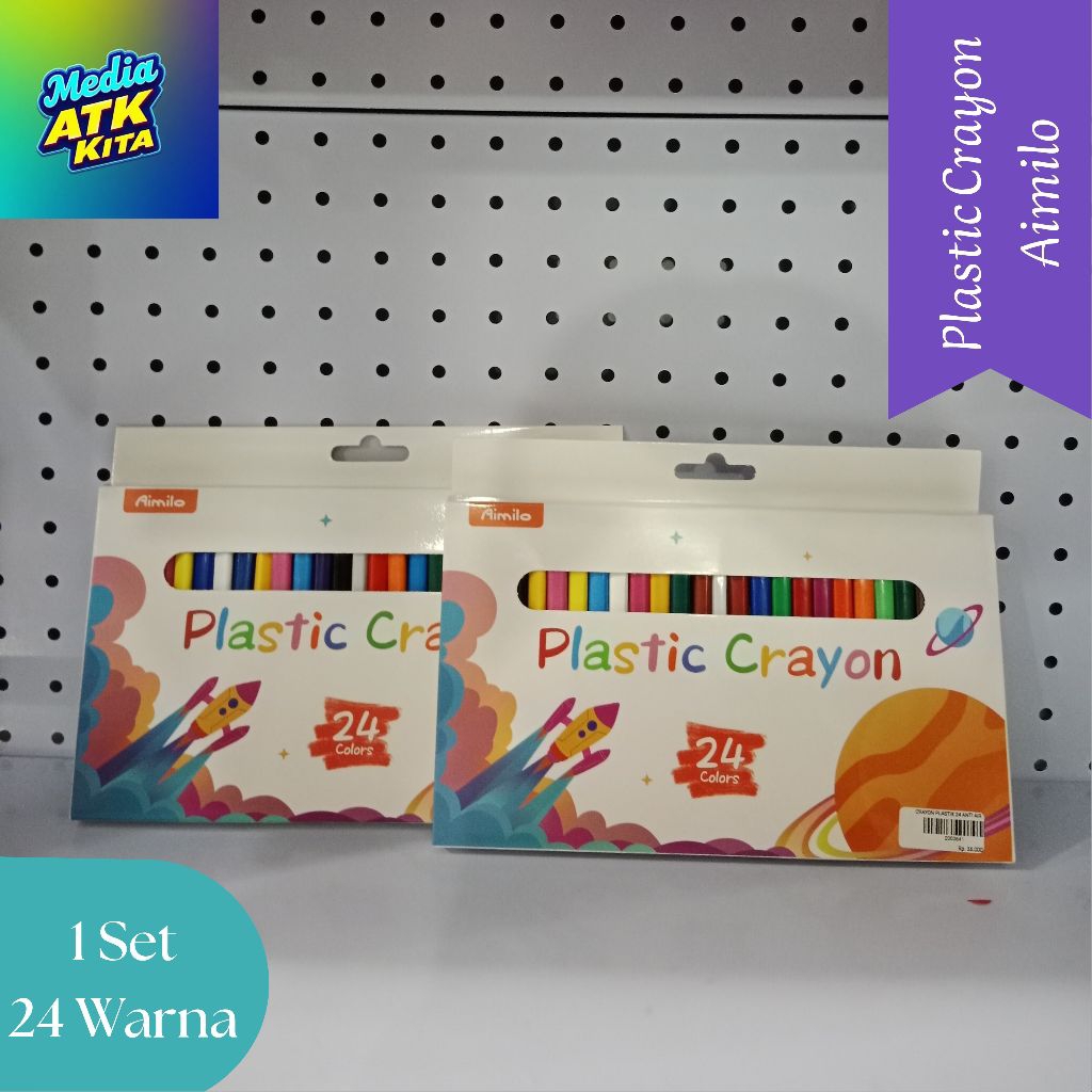 

Aimilo Crayon Set 12/24 Warna Krayon Plastik Crayon Anti Air, Anti Patah, Anti Kotor Tidak Beracun
