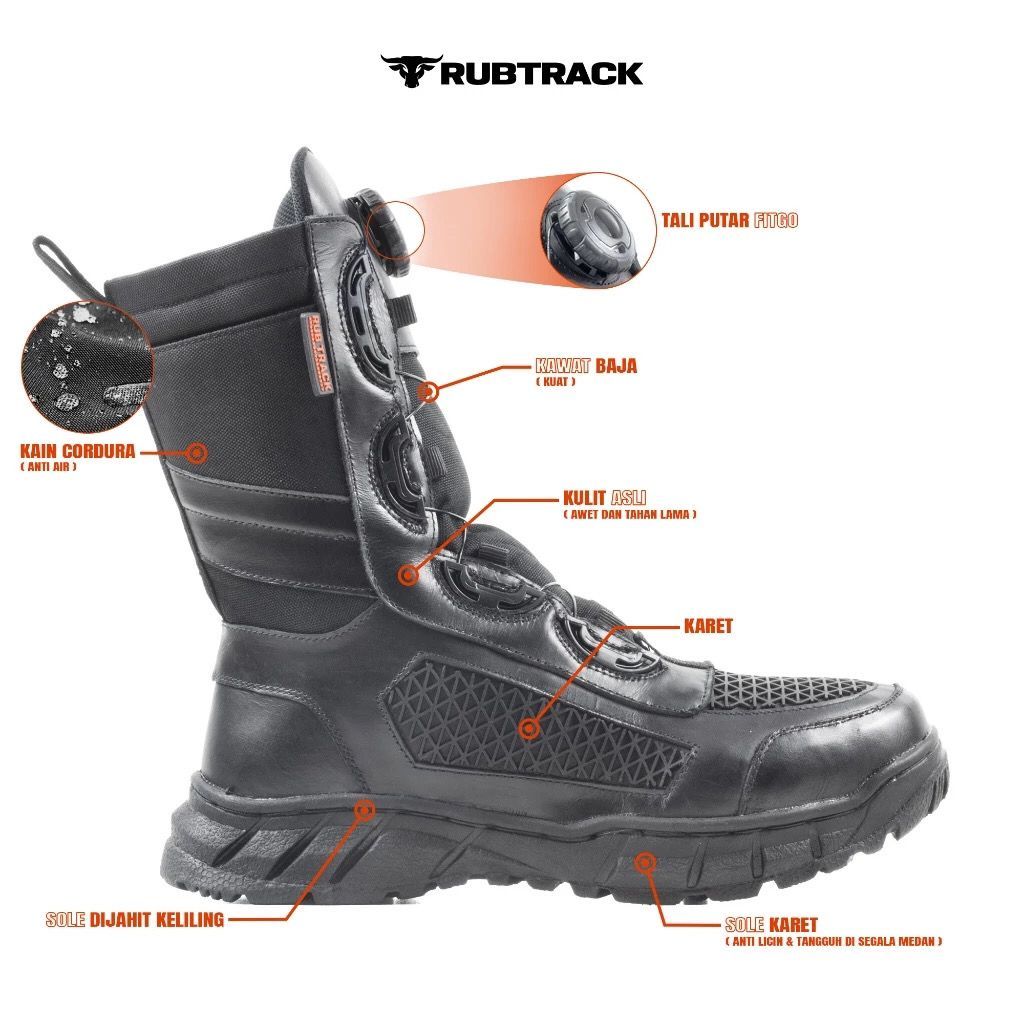 Rubtrack Series PDL Boa Libra Tali Putar Tactical Shoes