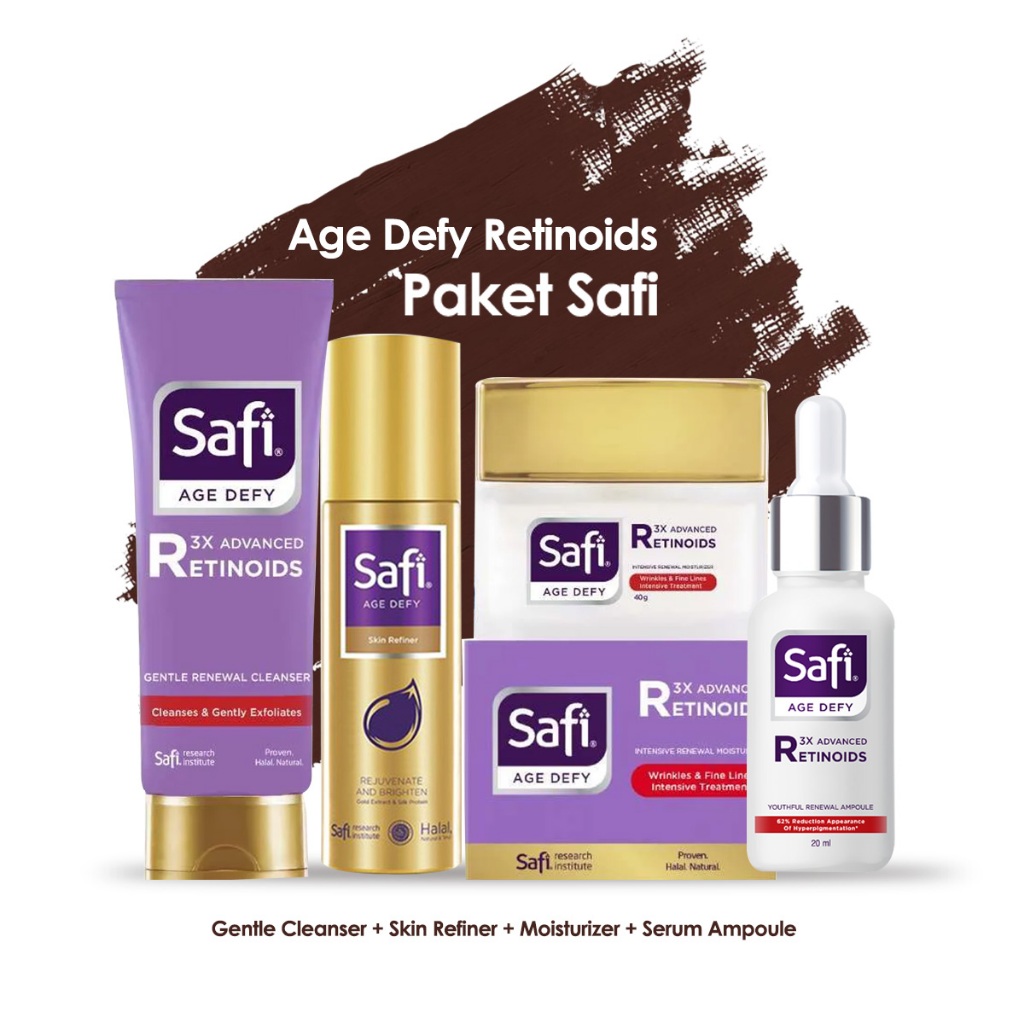 Paket Safi Age Defy 3X Advanced Retinoid Series - Perawatan Anti Aging, mencerahkan, melembabkan dan