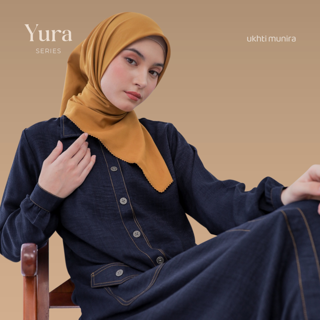 Yura Gamis Abaya Polos Denim Premium UKHTI MUNIRA