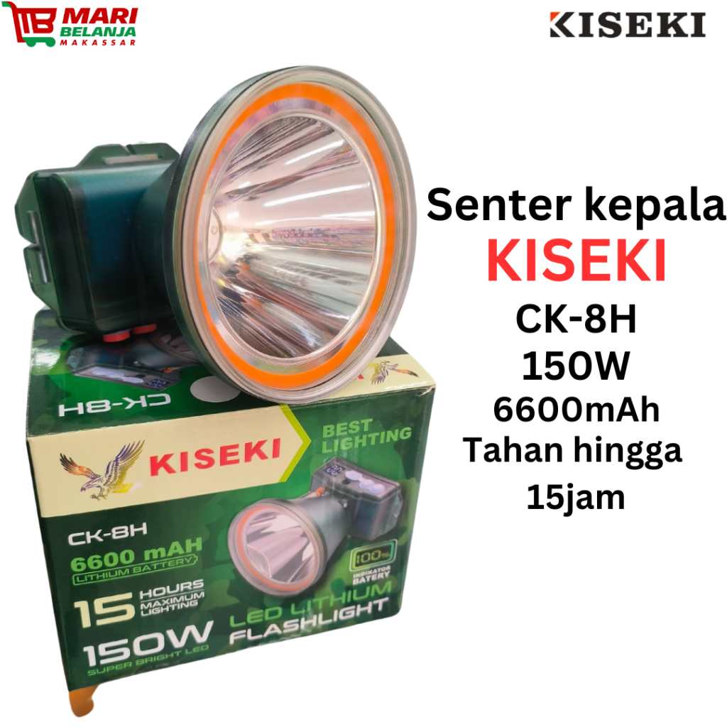 Kiseki Senter Kepala CK-8H 150W LED Lithium Flashlight Waterproof Tahan Hingga 15 Jam