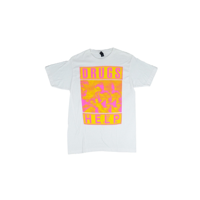 Kaos Band The Flaming Lips Drgs Help Tshirt White (Rare/Vintage)