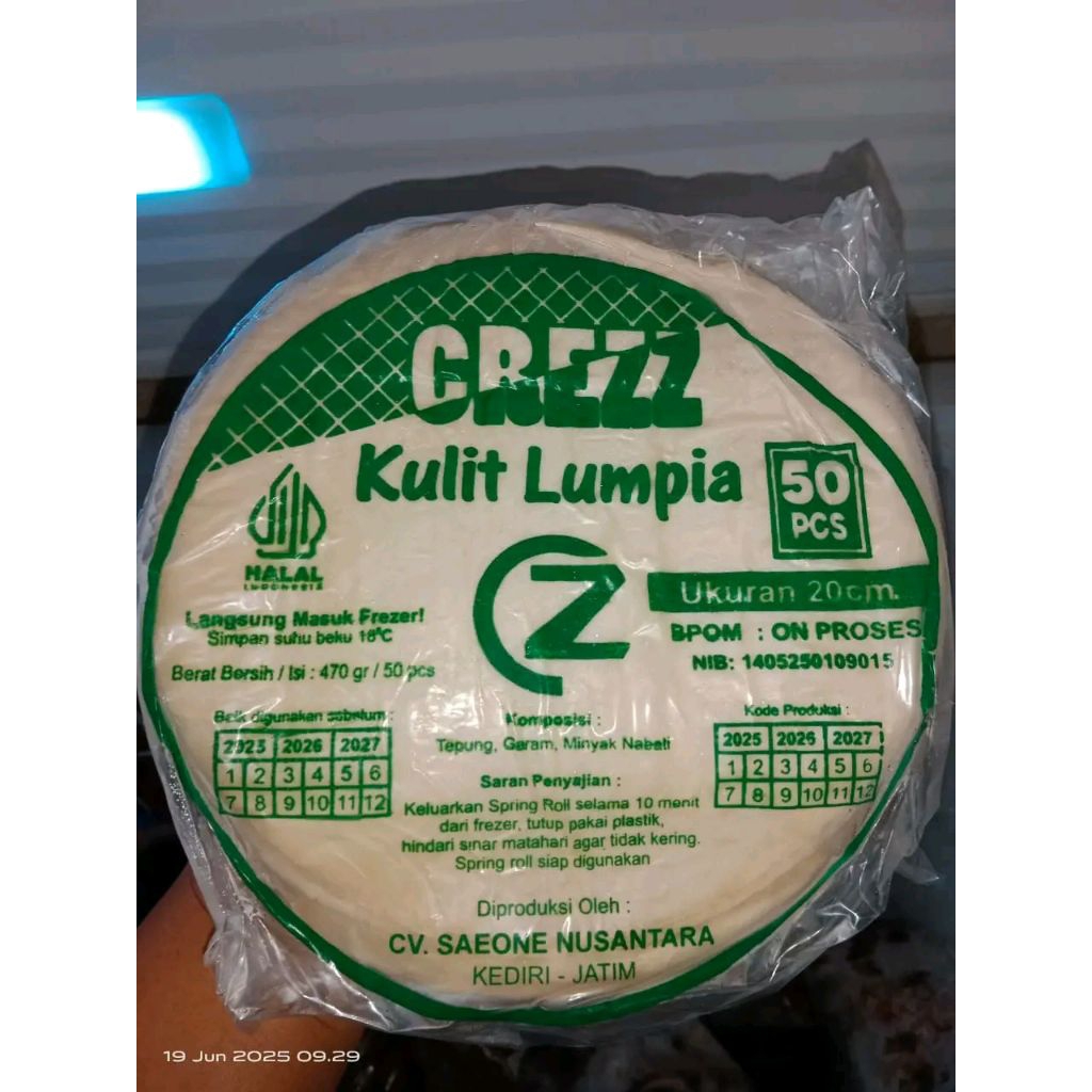 

Kulit Lumpia Frozen Isi 50 Lembar – Anti Sobek & Lentur – Siap Goreng