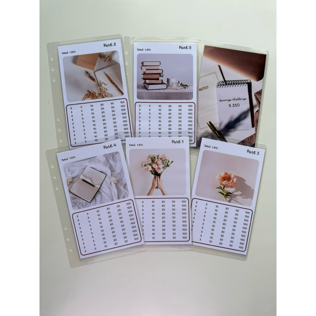 

A5 saving Challenge aestetik isi 6 lembar cash envelope / untuk binder A5