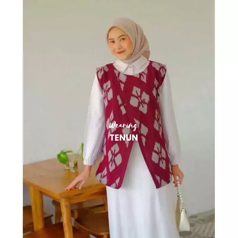 KODE O98P VEST BATIK TRISTA BAJU BATIK WANITA VEST WANITA ROMPI TENUN ROMPI BATIK WANITA