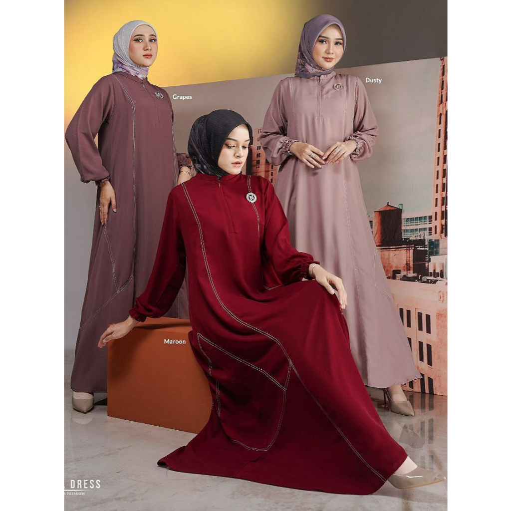 Nadheera Luxury Gwenina Dress/Gamis Nadheera Luxury/Dress Elegant/Gamis Putih/Gamis Hitam/Gamis Polo