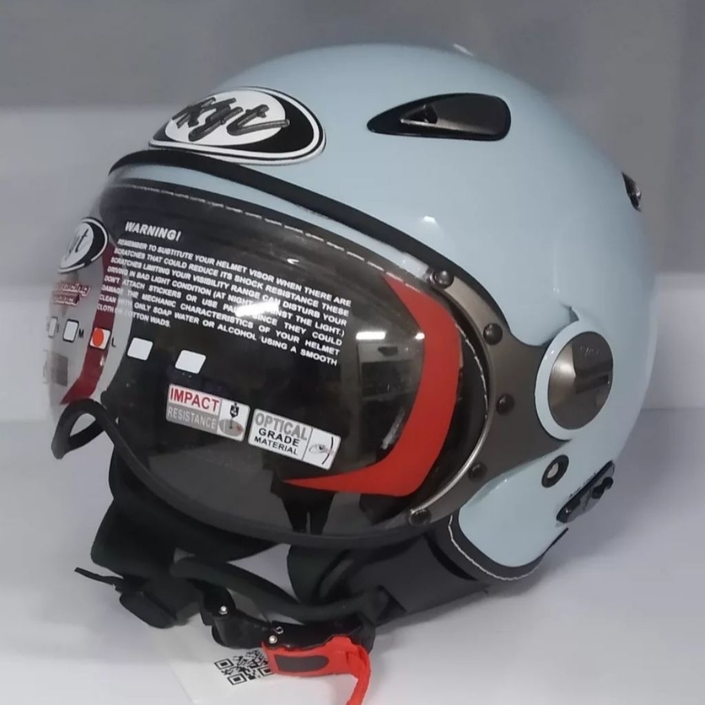 KYT ELSICO SOLID STEEL BLUE ORIGINAL | HELM MOTOR HALF FACE RETRO BIRU ORI SNI DOT