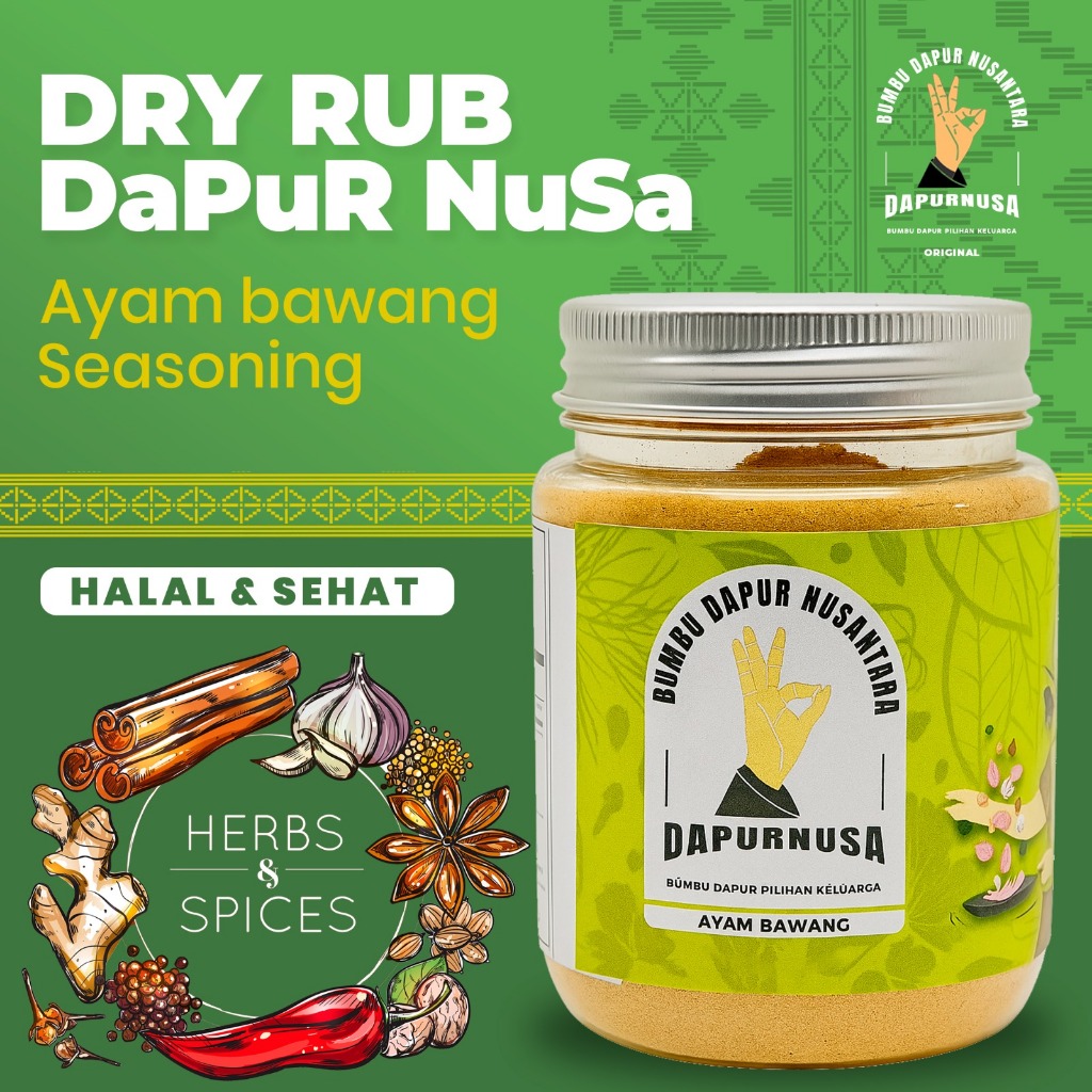 

Dry Rub Bumbu Marinasi Rendah Kalori [Ayam Bawang Seasoning] Rempah-Rempah Halal