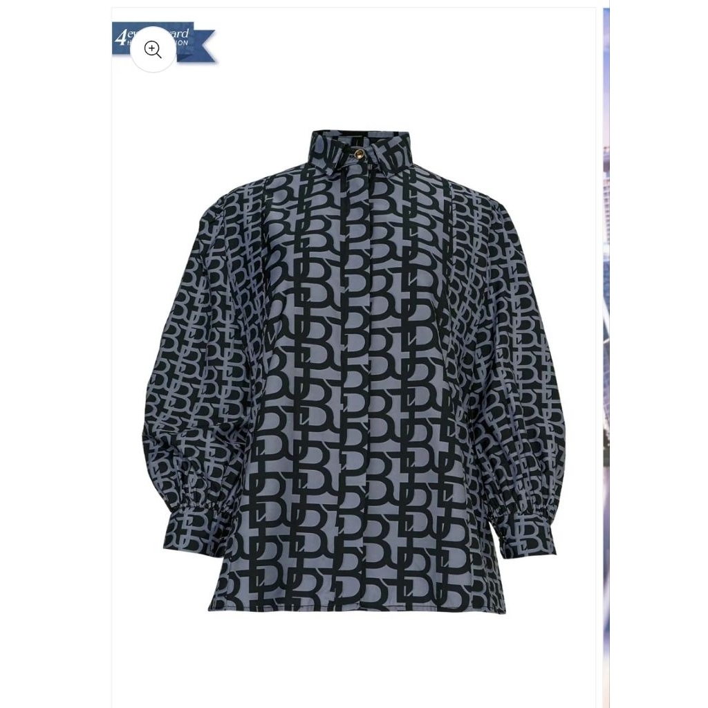 Monogram Puffy Shirt - Grey (BENANG JARUM)