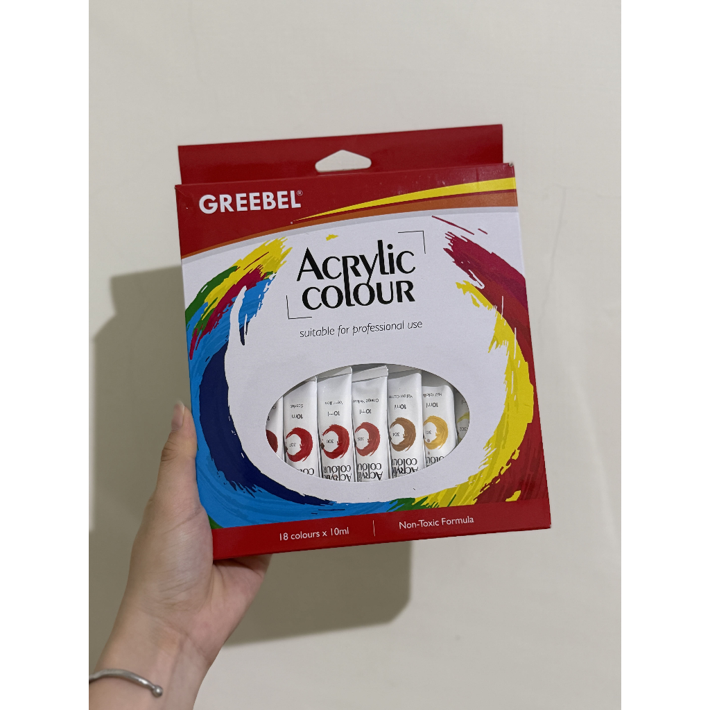 

GREEBEL CAT LUKIS AKRILIK SET 18 WARNA / ACRYLIC PAINT 10ML ORIGINAL CAT AKRILIK GREEBEL 18 WARNA SET