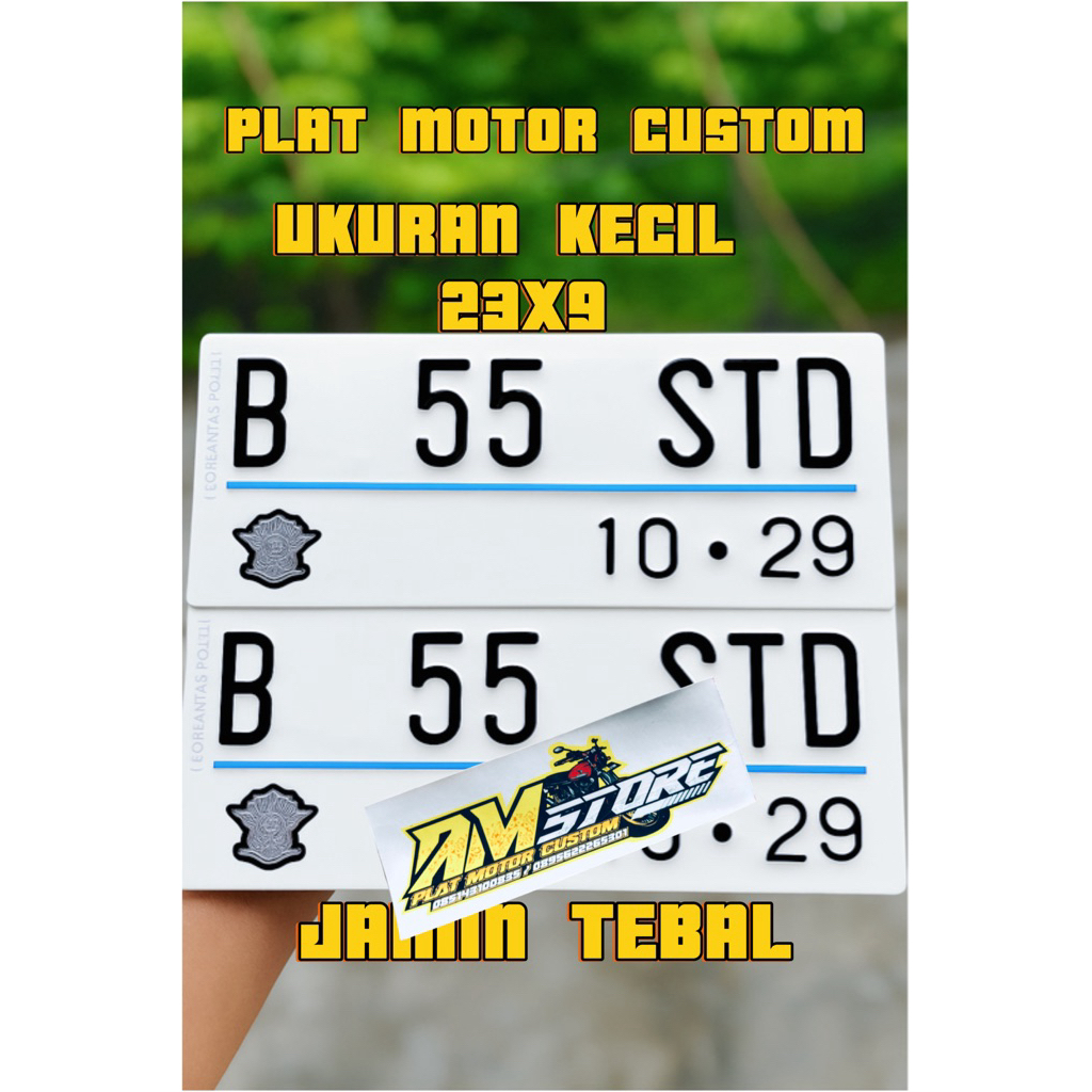 PLAT MOTOR CUSTOM FONT STANDART UKURAN KECIL PLAT MOTOR WARNA PUTIH PLAT MOTOR CUSTOM WARNA PUTIH SE
