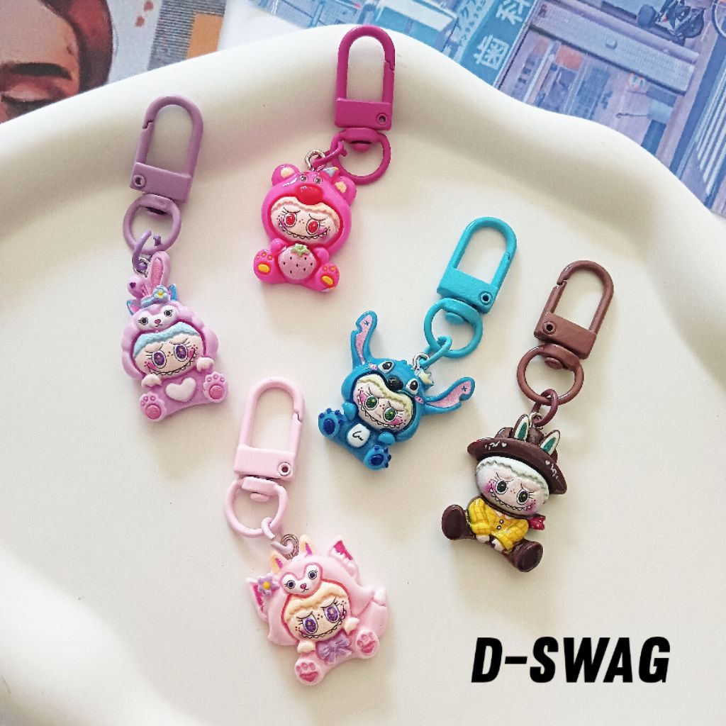 Gantungan Labubu Kostum Gantungan Kunci Labubu Karakter Disney Gantungan Tas Labubu Lotso Stitch Lin