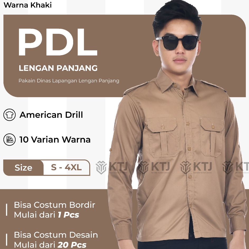 Berkualitas Baju Kemeja PDL PDH Seragam Dinas Pakaian Kerja Lapangan Lengan Panjang Pria Wanita Bisa