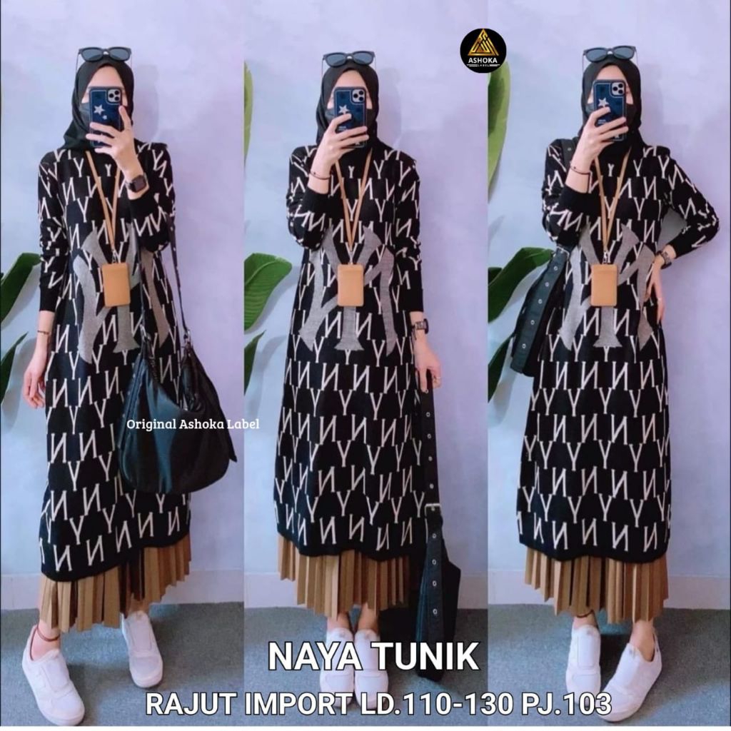 TUNIK RAJUT ATASAN RAJUT KNIT LONG TUNIK LD 110-130
