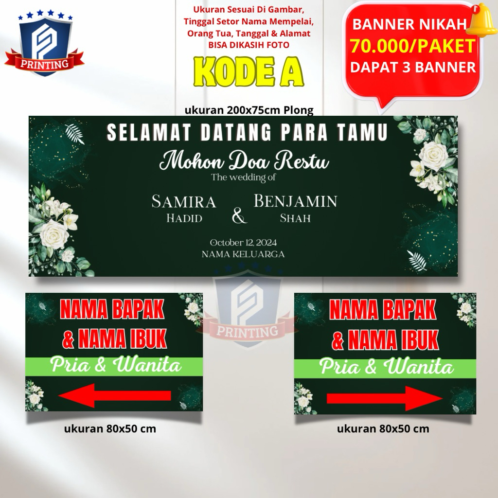 Banner Selamat datang para tamu- Banner penunjuk arah- Banner custom-Banner nikah-banner nikah custo