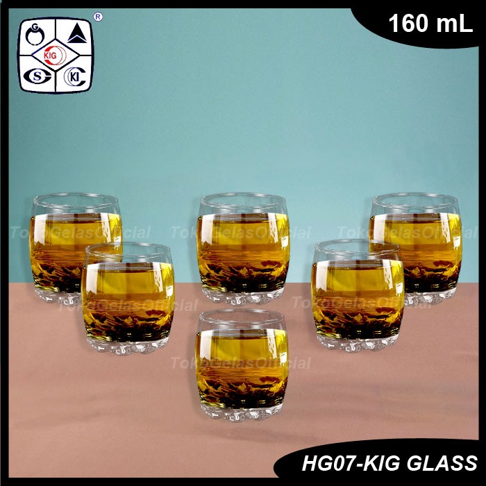 Set 6 Pcs Gelas Old Fashioned 160 ml - Gelas Kaca - Gelas Bentuk Kaki Gajah - Gelas Lilin - Gelas Si