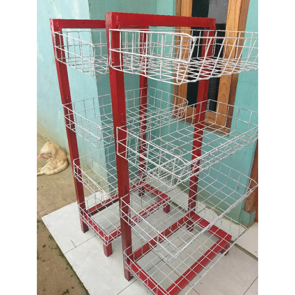 rak chiki snack 4 susun untuk warung dan toko makanan ringan