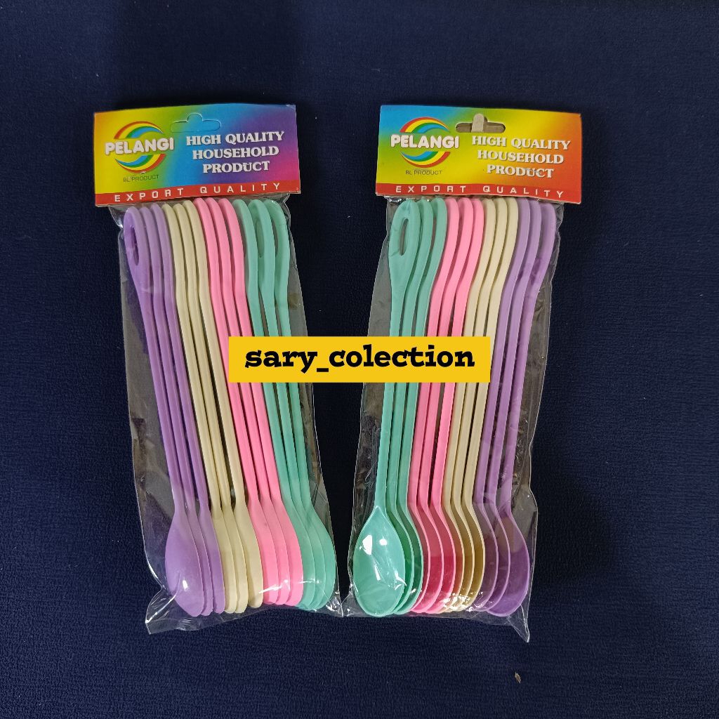 [ 2 Lusin ] Sendok Es Teh Plastik Panjang Warna Pastel