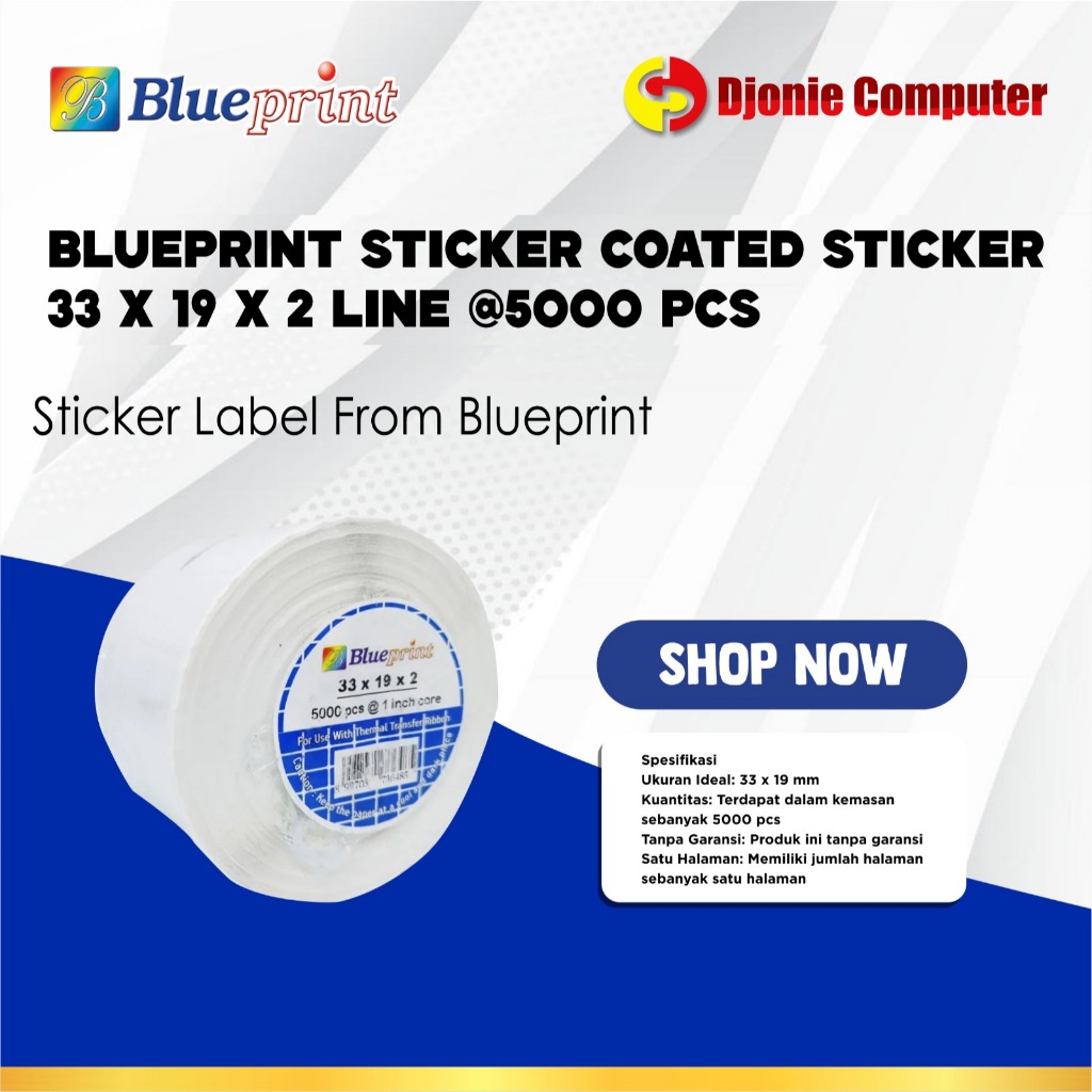 

Blueprint Semicoated Barcode Sticker 33x19x2 Line @5000pcs