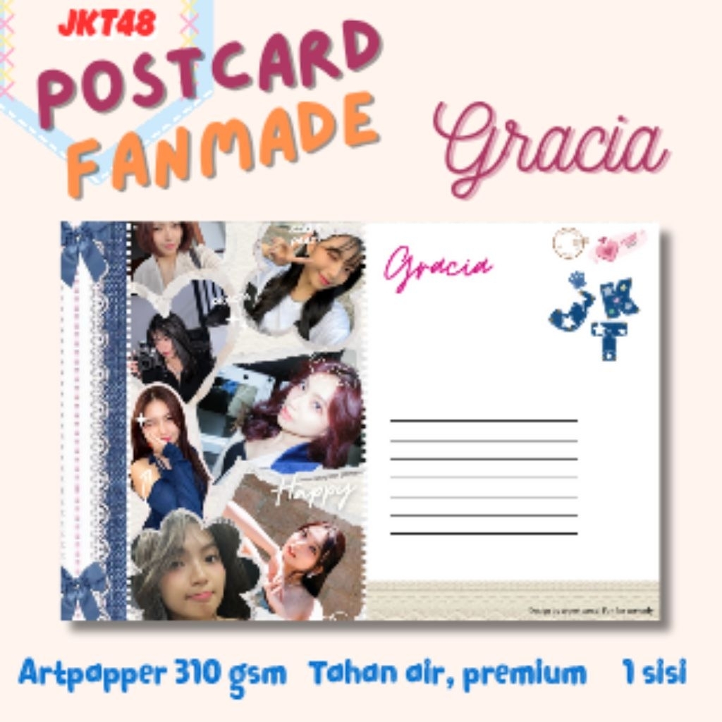 

Postcard Kartu Ucapan Fanmade JKT48 - GRACIA Series Koleksi Edisi Spesial – Doff Finish 310gsm