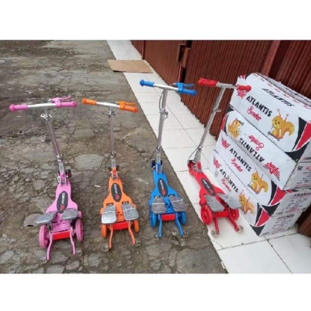 Skuter Pedal Injak Atlantis AT LC-V 1203 Scooter Anak Dewasa Ada Rem Tangan
