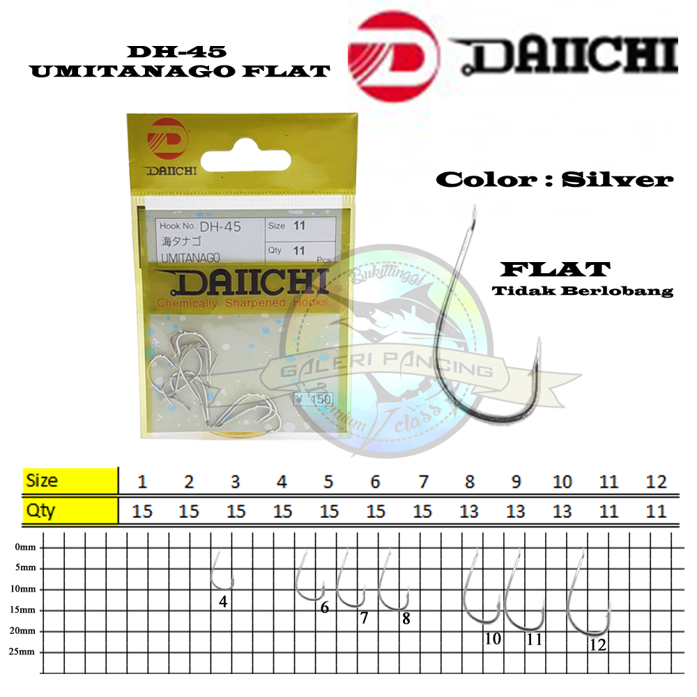 Kail Pancing Daichi DH-45 DH45 Umitanago Flat tidak berlobang