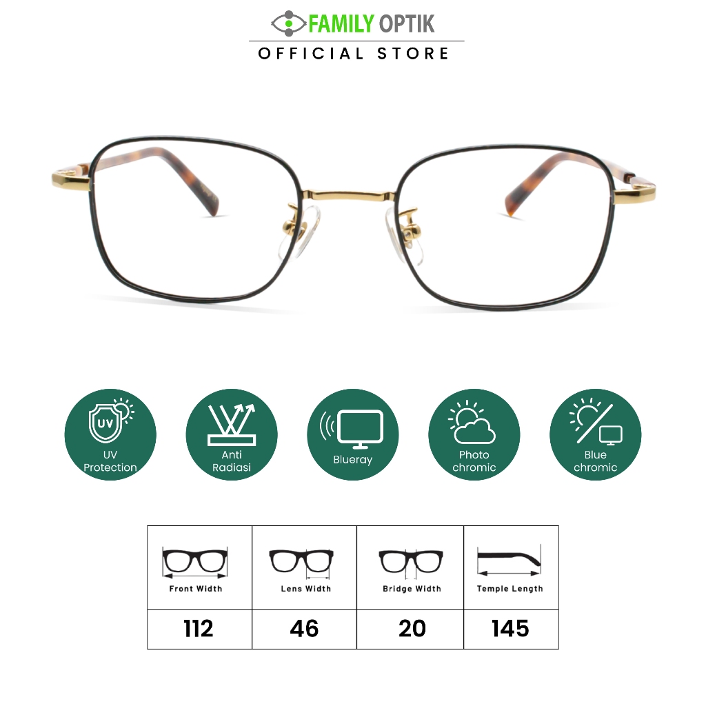 Family Optik - Kacamata Vintage Blueray Photocromic Anti Radiasi 19506