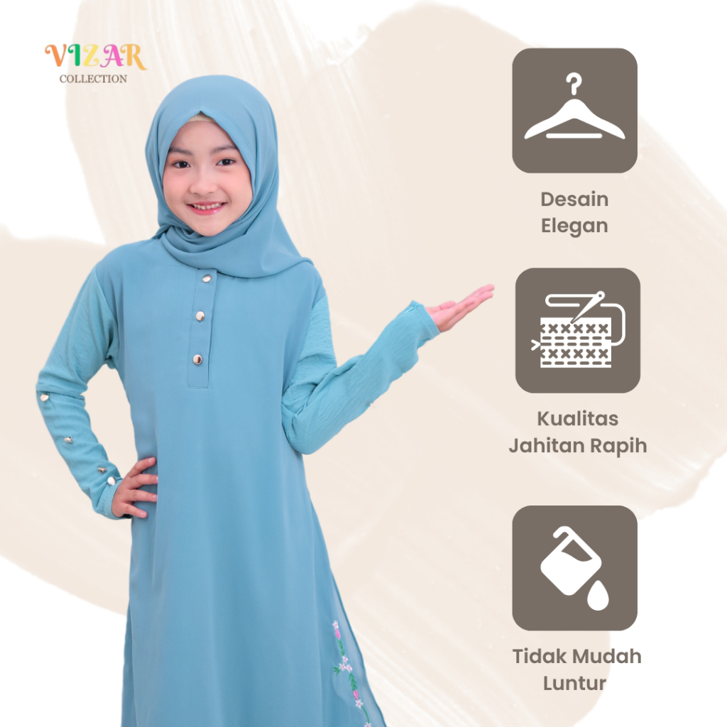 DISKON VIZAR COLLECTION - GAMIS MALAYSIA GAMIS ANAK SATU SET GAMIS CERUTY ANAK GAMIS BORDIR