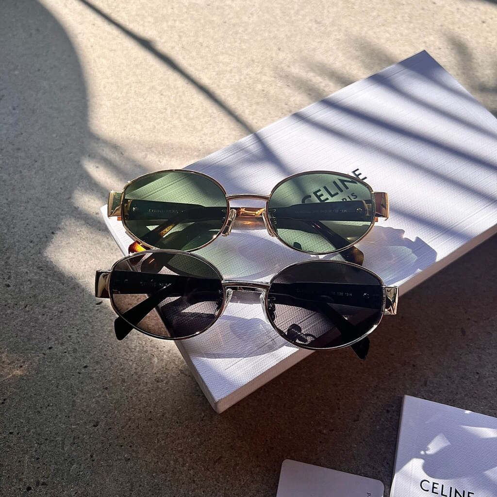 C Metal 01 Sunglasses Gold Green and Silver Smoke