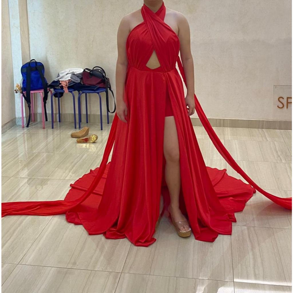 Gown/Gaun Pesta Elegan Mewah Dress Wanita Warna Merah/Pressweet17/Prewedding/Gaun Pengantin/Wedding/